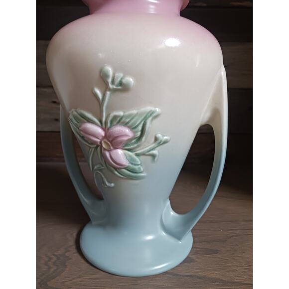 Vintage Double Handled Hull Art Pottery Vase W-12-9 1/2 Wildflower Pattern - Picture 9 of 12